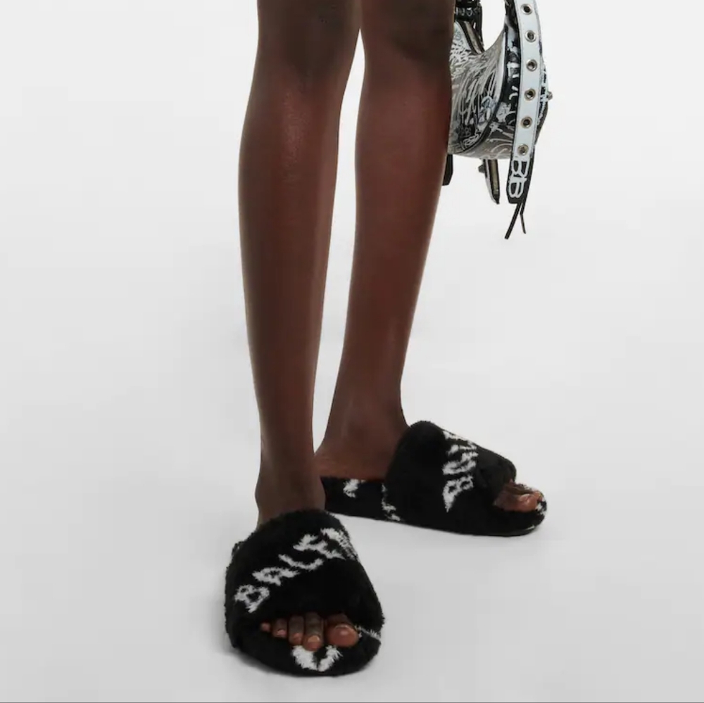 New Balenciaga Faux Fur Slides
